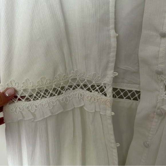 NWT Promesa  Sandy Beaches Ivory Semi Sheer Button Crochet Dress Size Small - Picture 4 of 10